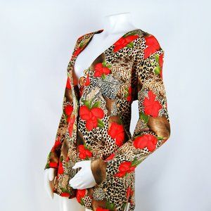 Vintage Silk Dena Lauren Leopard and Flower Blouse